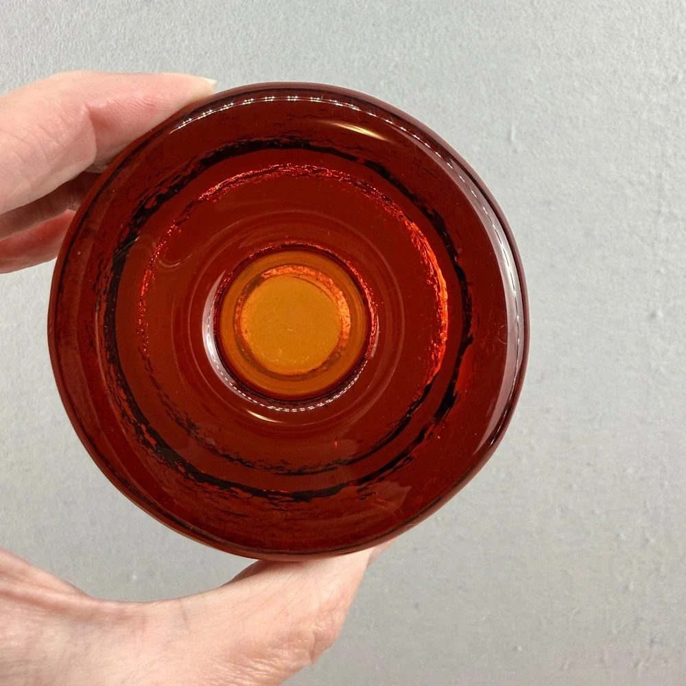 VTG‎ Pair Blenko 990A Amber Glass Candle Holders Don Shepherd